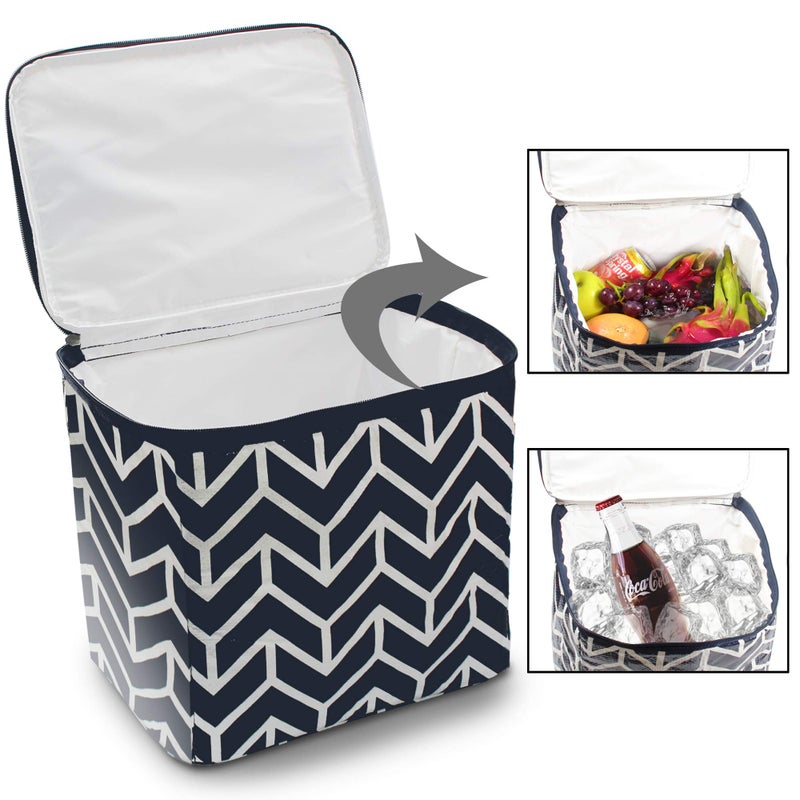 Orionstar Trunk Organizer for car, Foldable Car Storage Bag Portable Insulation Cooler Bag Collapsible Vehicle Organizer Divider Storage Totes with 4 Compartment Cargo Tote for Groceries Caddy SUV, Navy Blue - Image 4